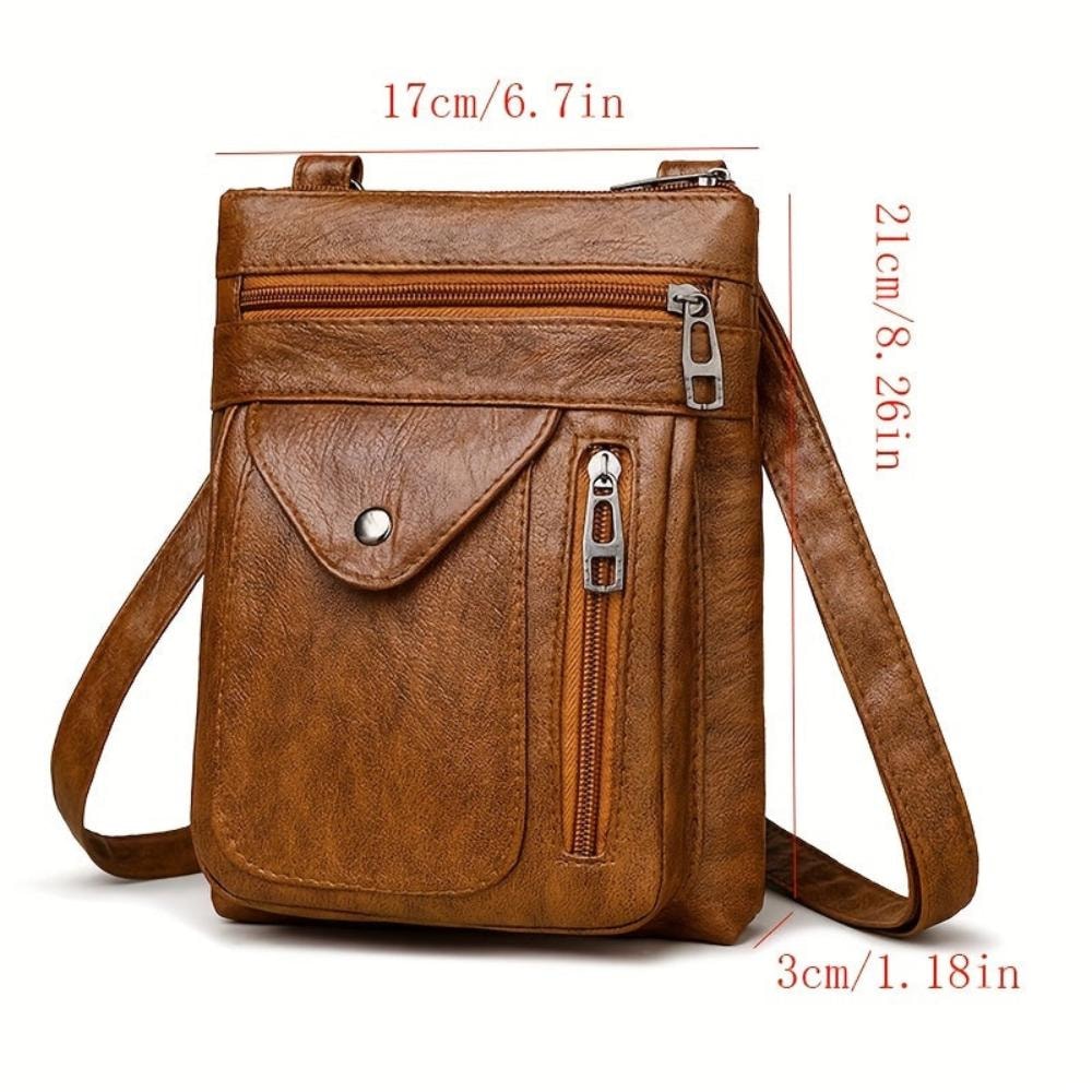 Elise | Vintage Brown Leather Crossbody Bag