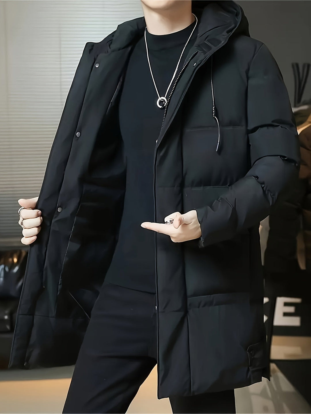Ace | Men's Hooded Quilted Long Coat