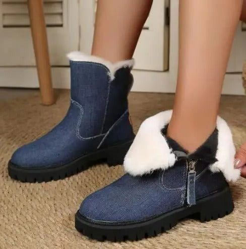 Lug-Sole Snow Boots for Women - Blue