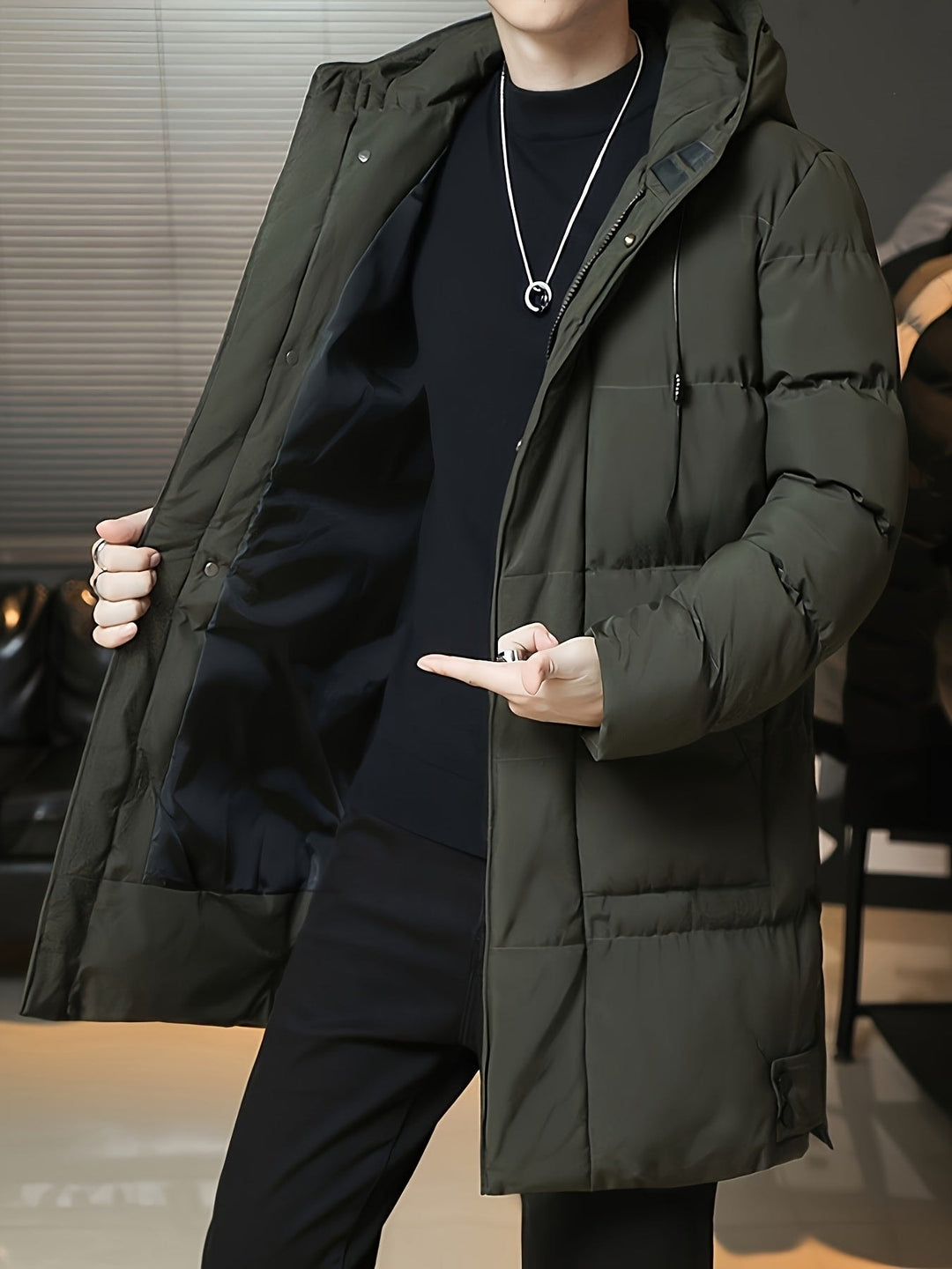 Ace | Men's Hooded Quilted Long Coat