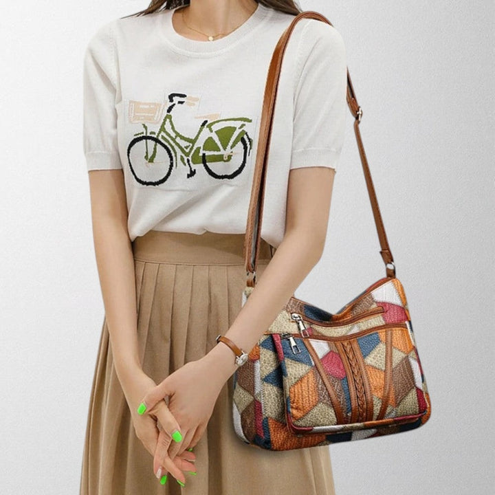 Genevieve | Patchwork Leather Multi-Pocket Crossbody Bag