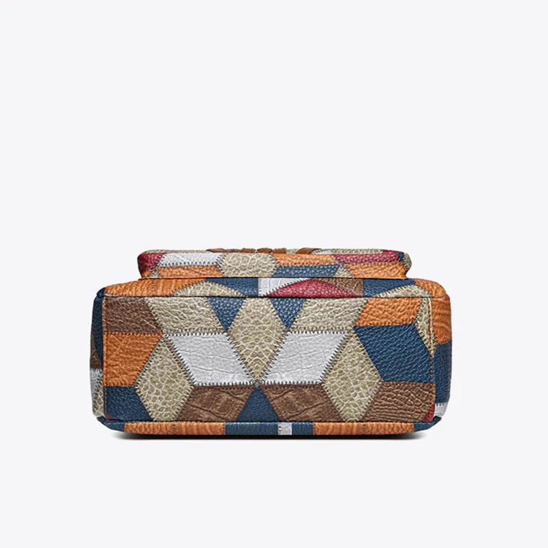Genevieve | Patchwork Leather Multi-Pocket Crossbody Bag
