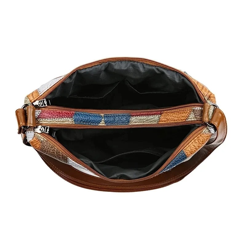 Genevieve | Patchwork Leather Multi-Pocket Crossbody Bag