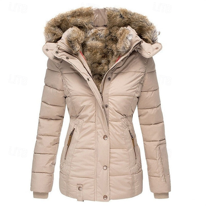 Celine | Faux Fur Hooded Down Jacket