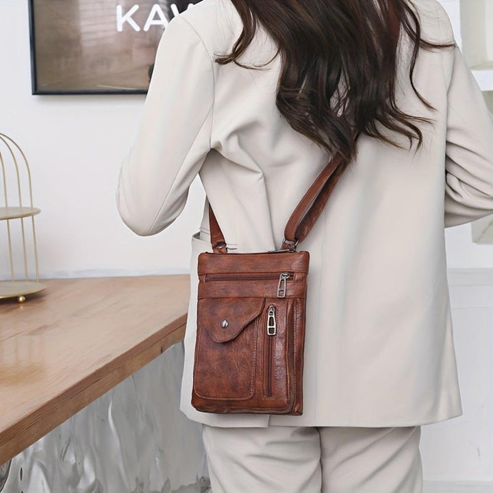 Elise | Vintage Brown Leather Crossbody Bag