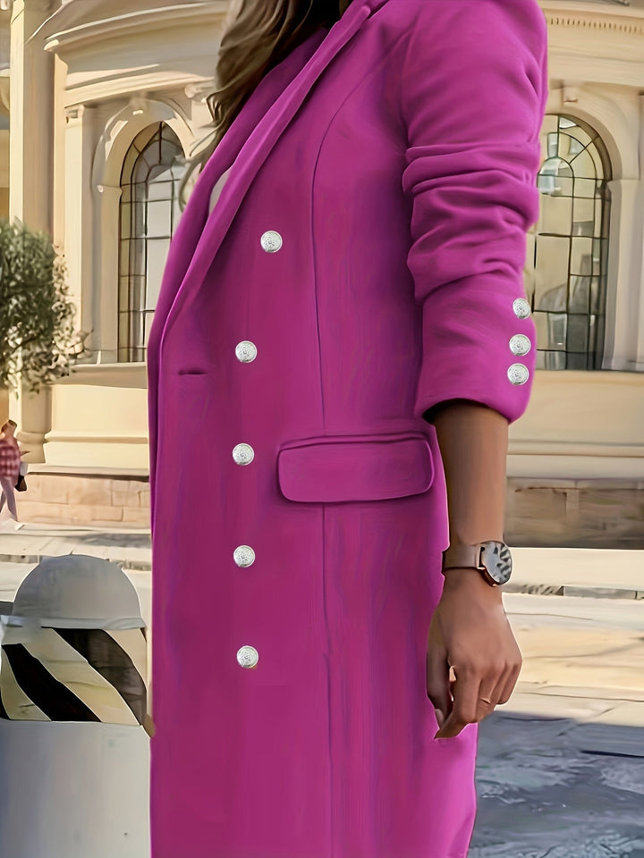 Hadley | Pink Double Breasted Long Coat