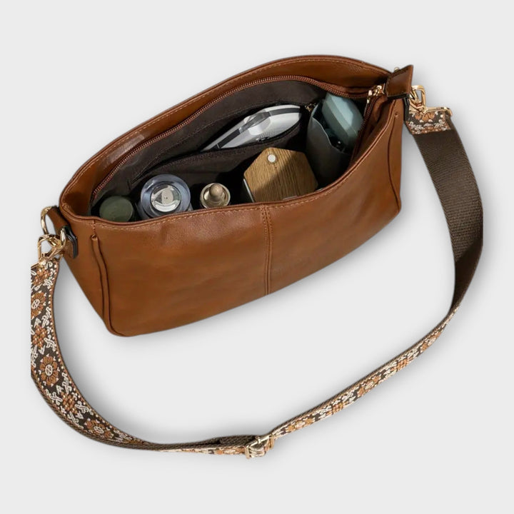 Vivienne | Faux Leather Crossbody Bag with Embroidered Strap