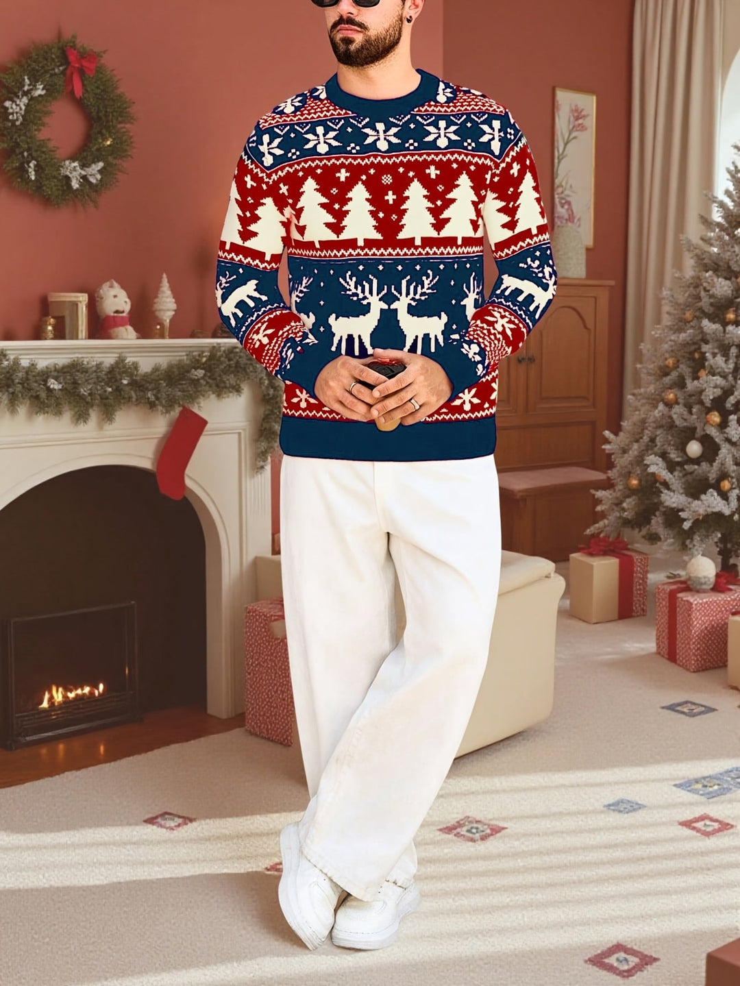 Austin | Men's Reindeer Fair Isle Christmas Jumper