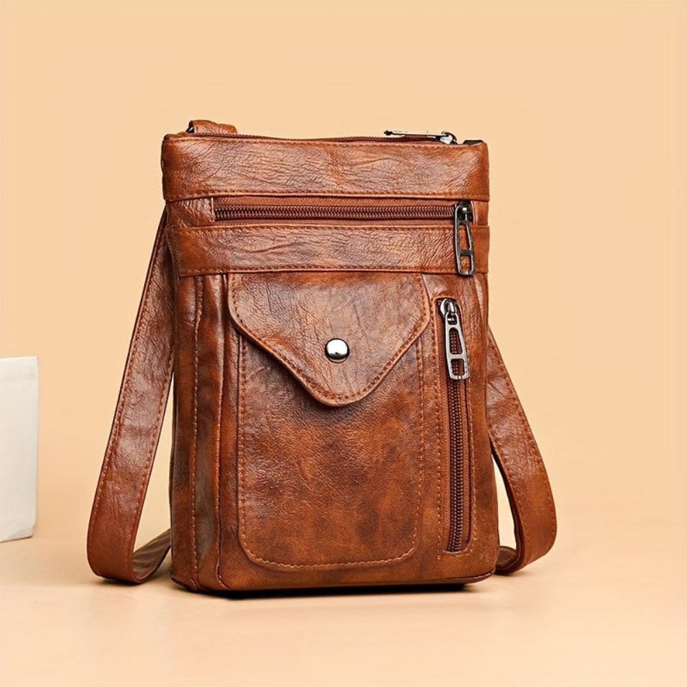 Elise | Vintage Brown Leather Crossbody Bag