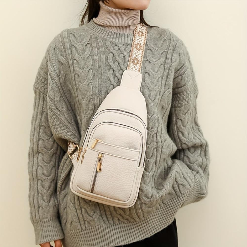 Adeline | Women's Faux Leather Chest Sling Crossbody Bag
