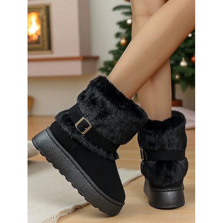 Phoebe | Women's Faux Fur Buckle Snow Boots