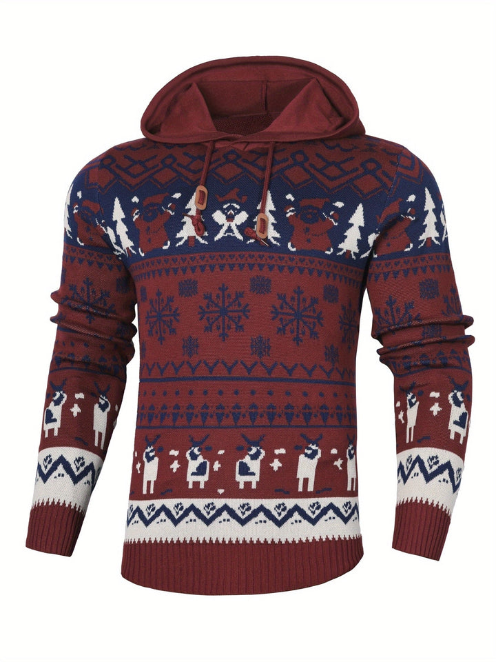 Ryan | Men's Reindeer Knit Hooded Christmas Jumper