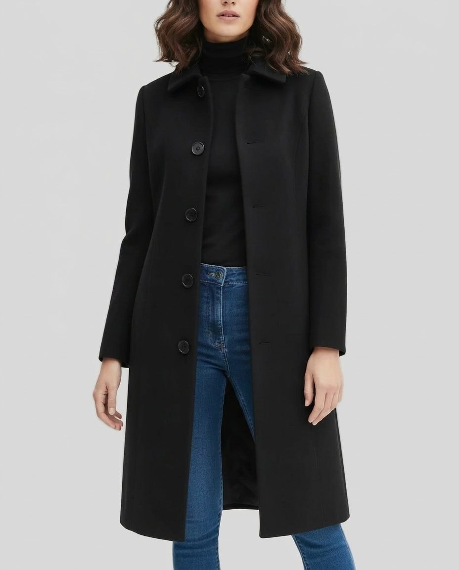 Single-Breasted Long Trench Coat for Women