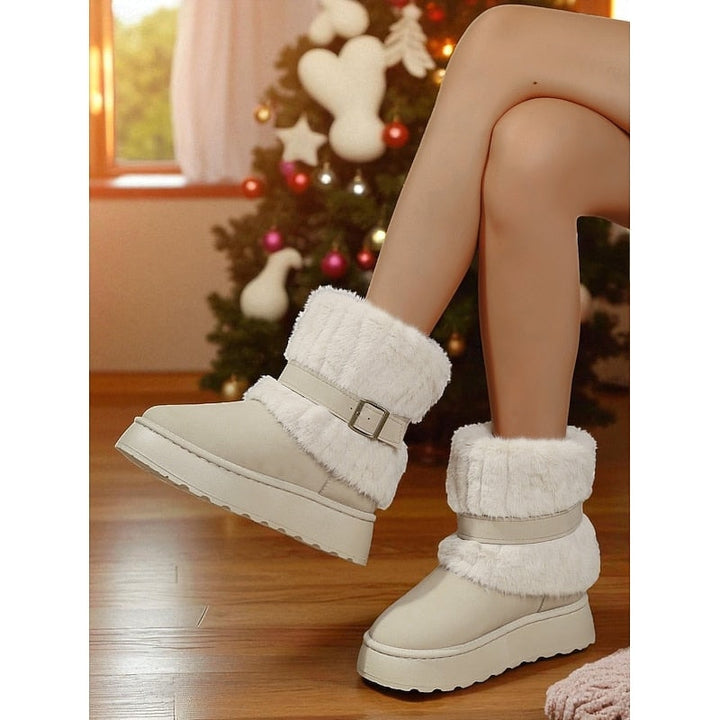 Phoebe | Women's Faux Fur Buckle Snow Boots