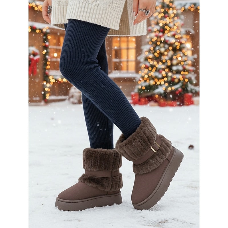 Phoebe | Women's Faux Fur Buckle Snow Boots
