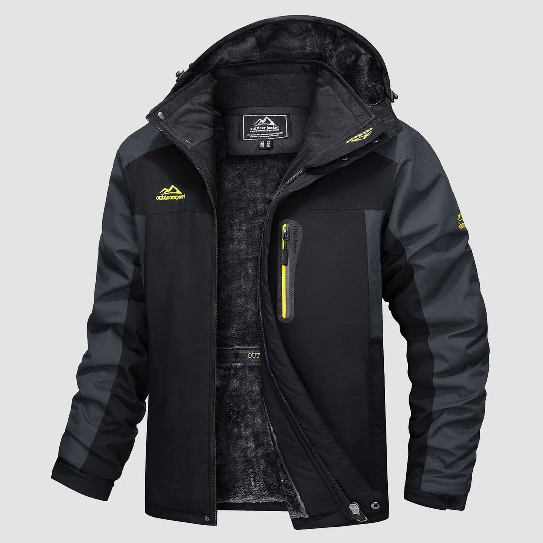 Black Grey MAGCOMSEN Men's Water Resistant Ski Jacket - Fleece Lined Parka in #Color_Black Grey