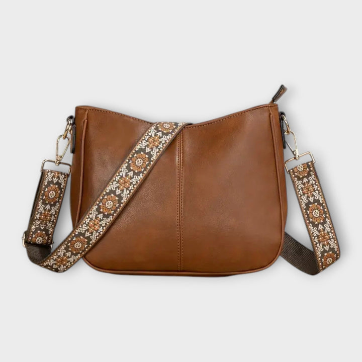 Vivienne | Faux Leather Crossbody Bag with Embroidered Strap