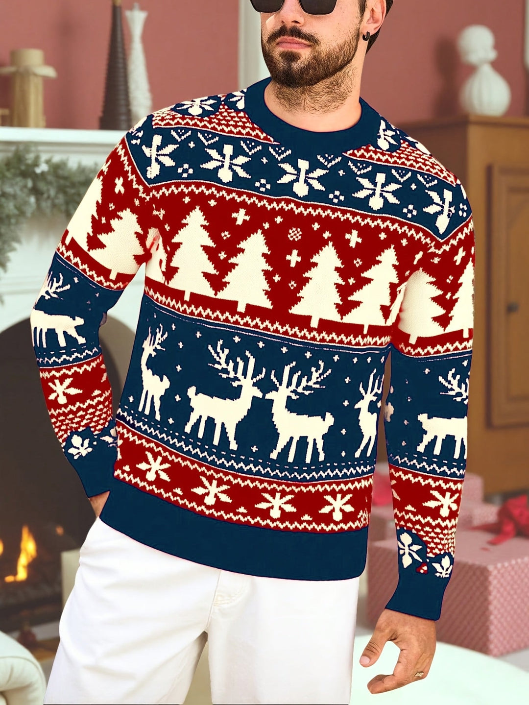 Austin | Men's Reindeer Fair Isle Christmas Jumper
