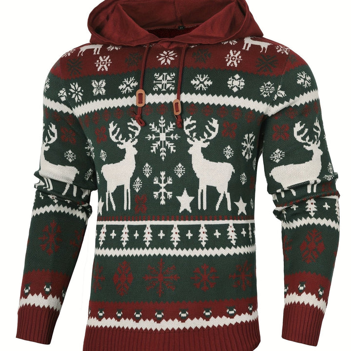 Ryan | Men's Reindeer Knit Hooded Christmas Jumper