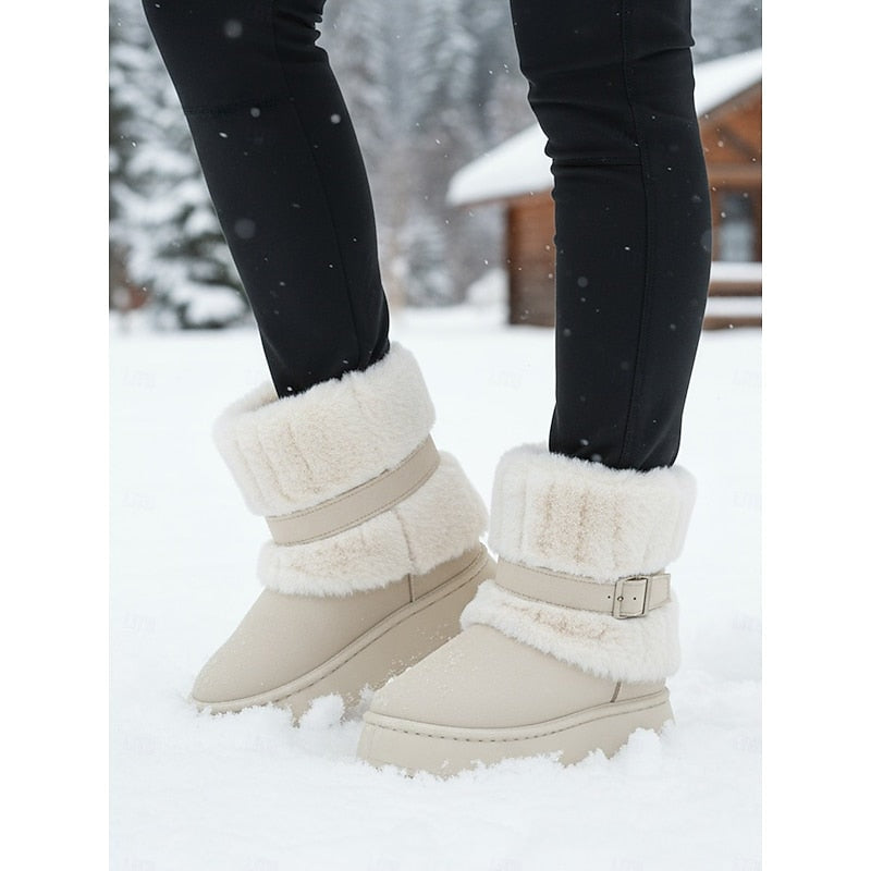 Phoebe | Women's Faux Fur Buckle Snow Boots