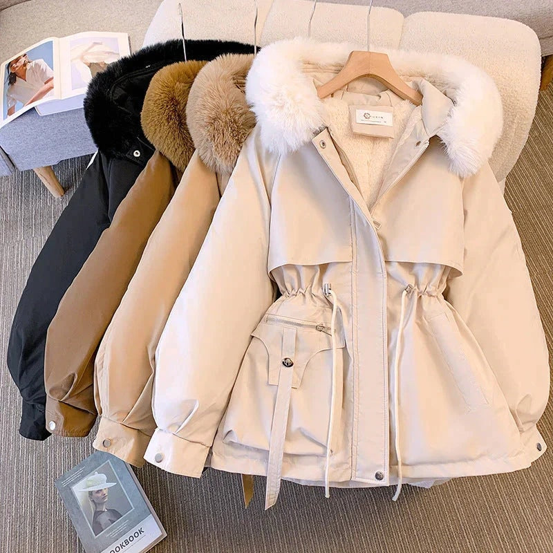 Camille | Women's Belted Faux Fur Coat with Hood