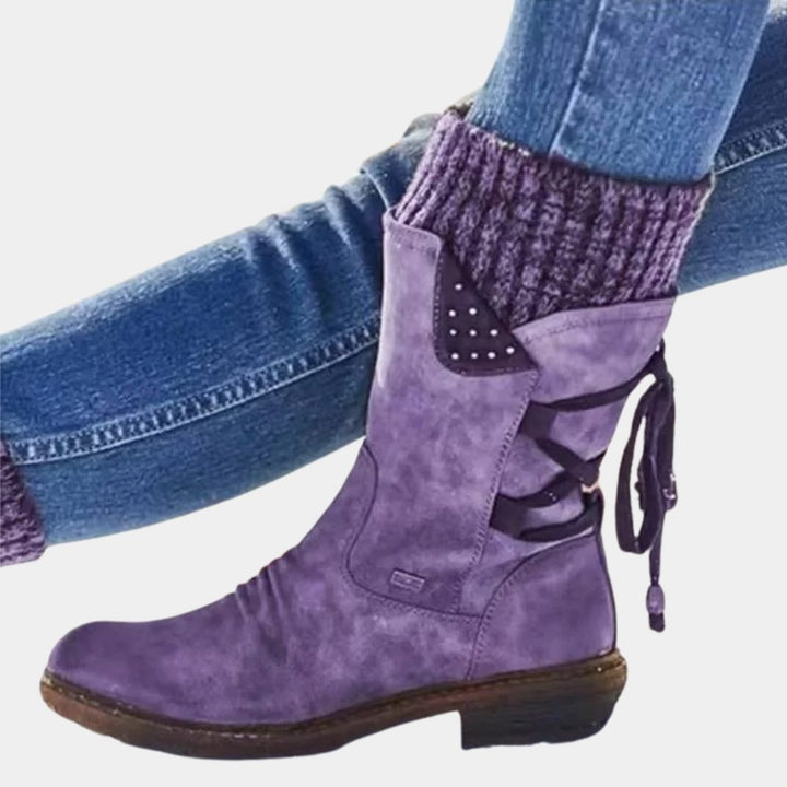 Lace-Up Snow Boots for Women - Purple