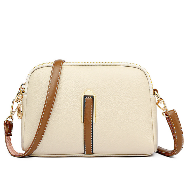 Bianca | Black Litchi Embossed Leather Crossbody Bag