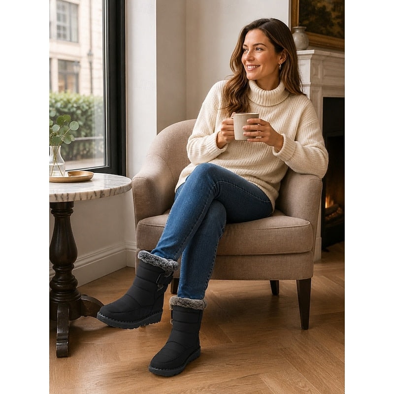 Aria | Faux Fur Trim Winter Snow Boots