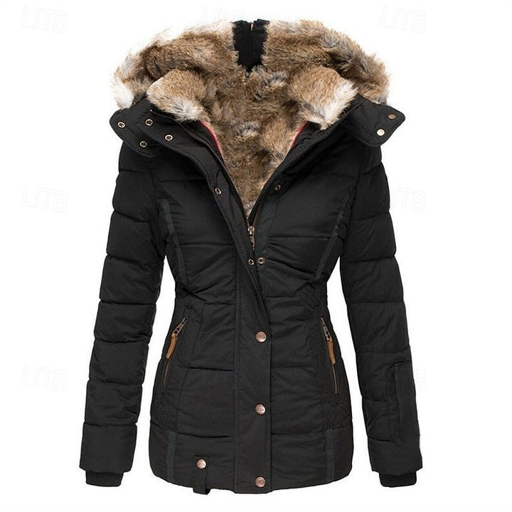 Celine | Faux Fur Hooded Down Jacket