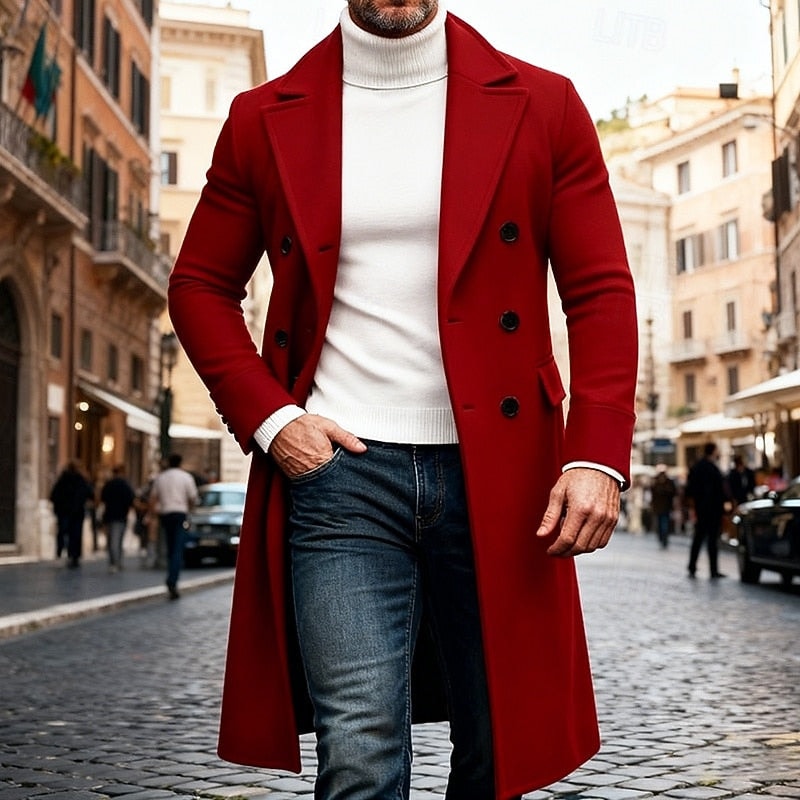 Roman | Men's Double Breasted Long Coat
