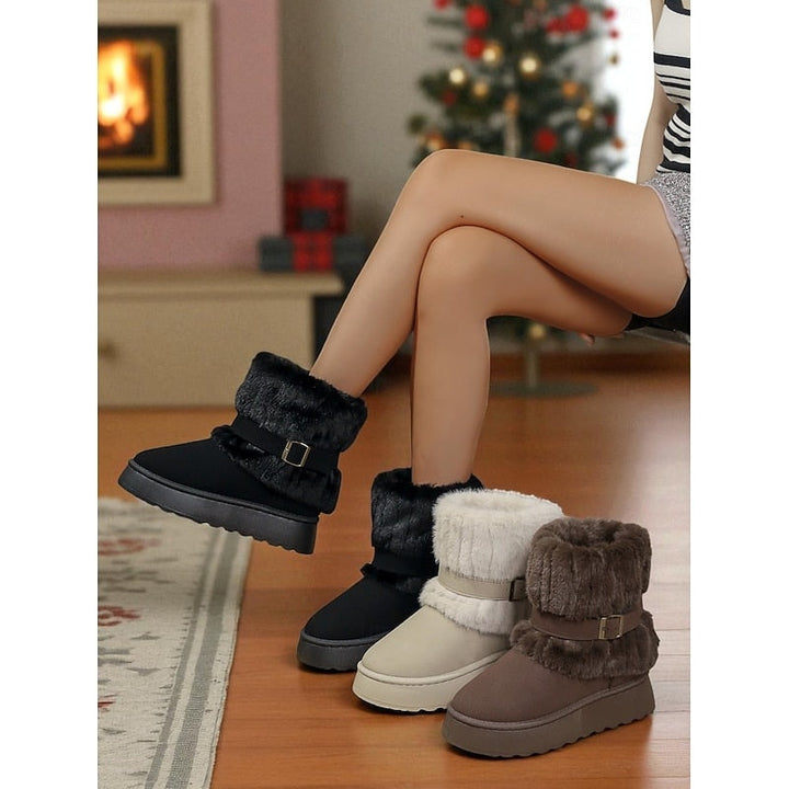 Phoebe | Women's Faux Fur Buckle Snow Boots