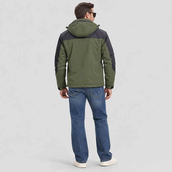 Army Green MAGCOMSEN Men's Water-Repellent Winter Ski Jacket with Fleece Lining in #Color_Army Green