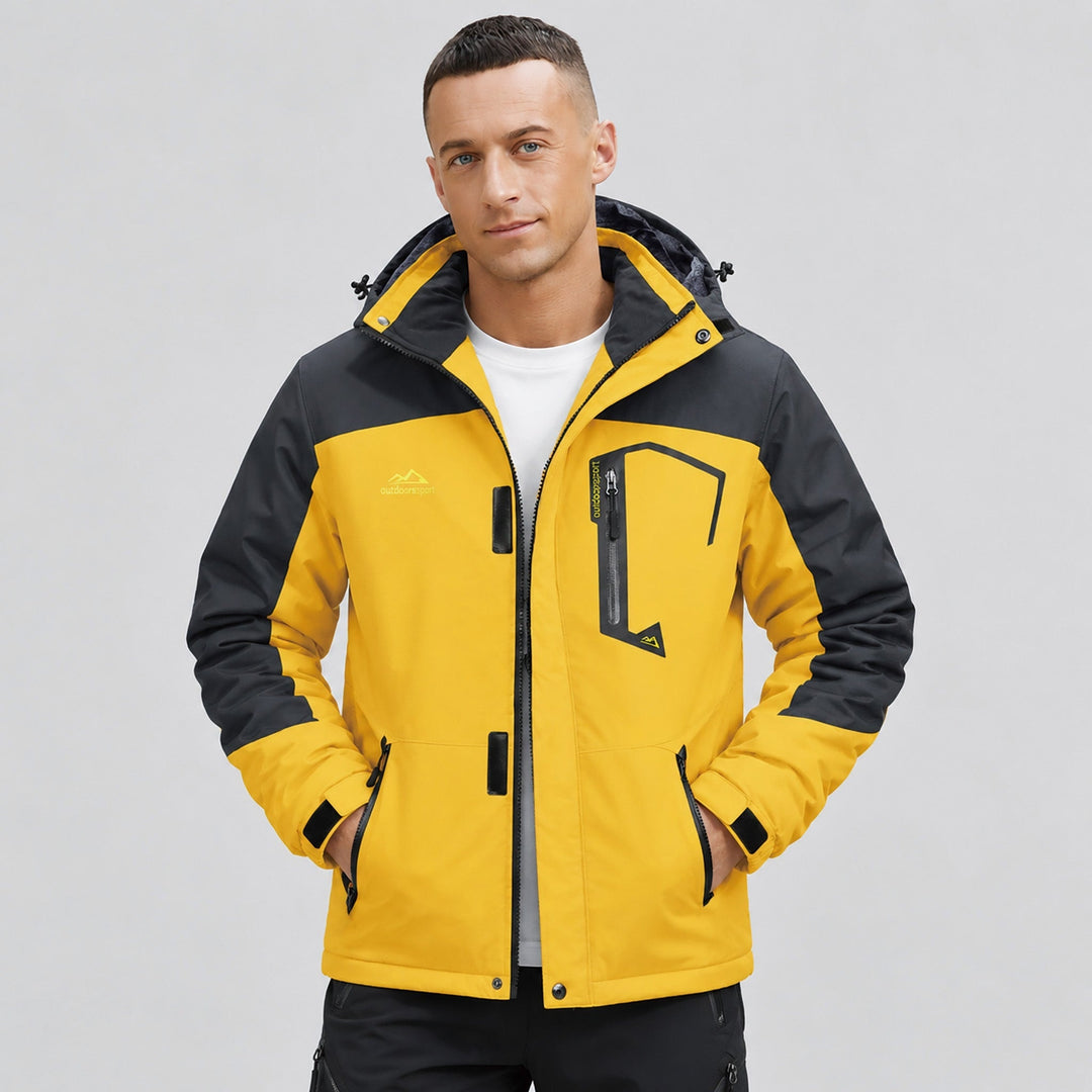 Yellow MAGCOMSEN Men's Water-Repellent Winter Ski Jacket with Fleece Lining in #Color_Yellow