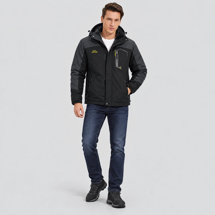 Black Grey MAGCOMSEN Men's Water-Repellent Winter Ski Jacket with Fleece Lining in #Color_Black Grey
