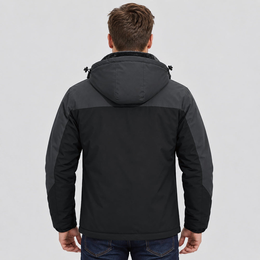 Black Grey MAGCOMSEN Men's Water-Repellent Winter Ski Jacket with Fleece Lining in #Color_Black Grey
