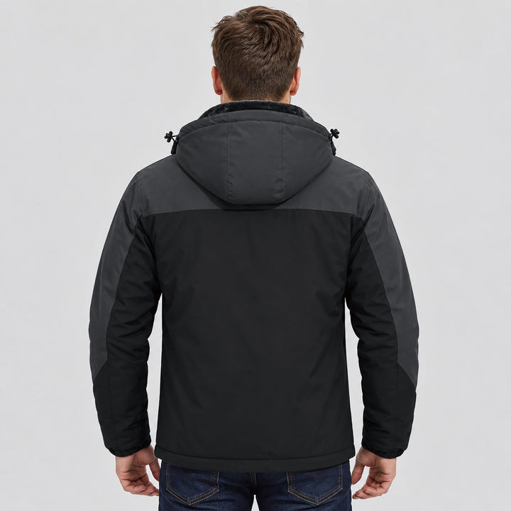 Black Grey MAGCOMSEN Men's Water-Repellent Winter Ski Jacket with Fleece Lining in #Color_Black Grey