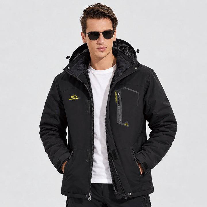 Black MAGCOMSEN Men's Water-Repellent Winter Ski Jacket with Fleece Lining in #Color_Black