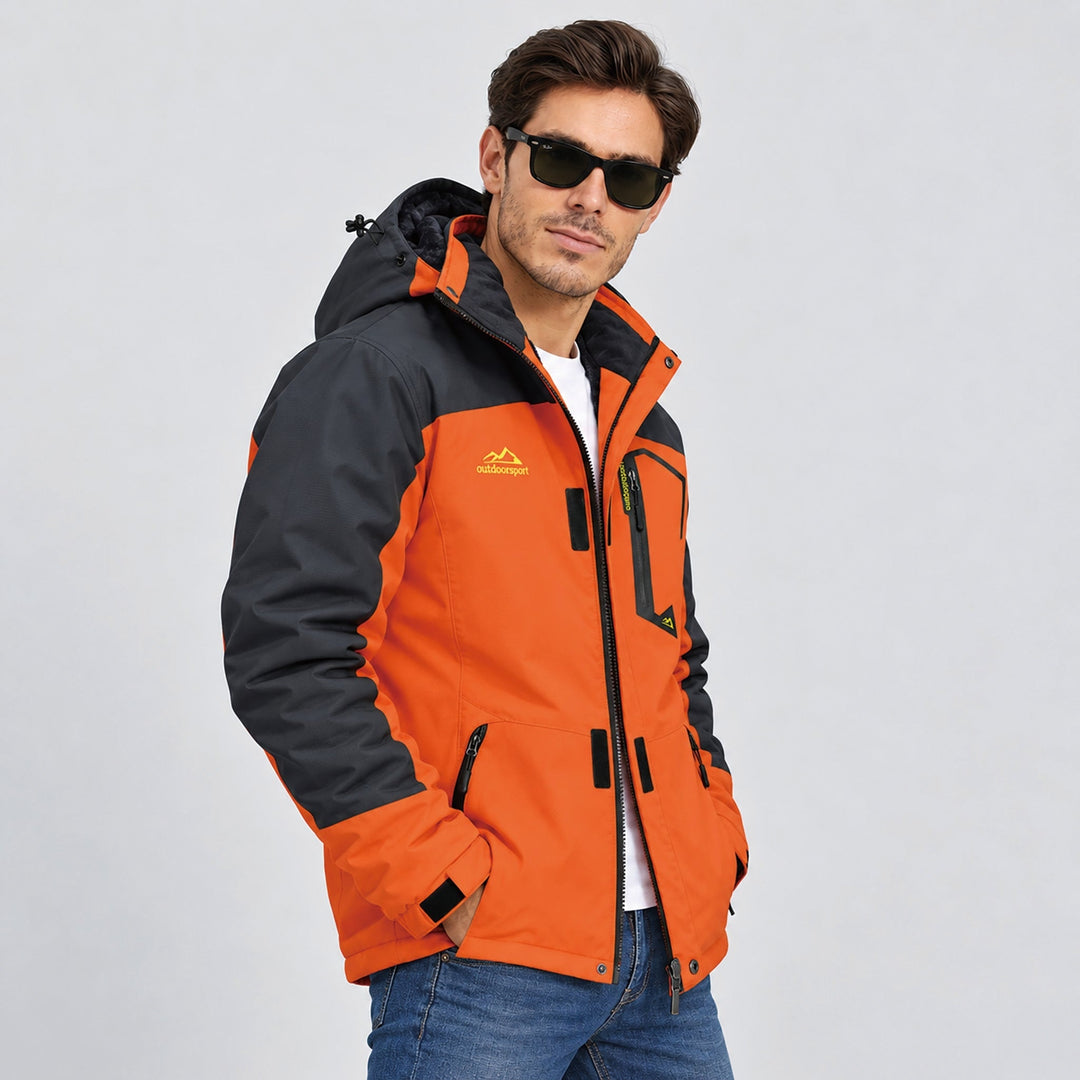 Orange Grey MAGCOMSEN Men's Water-Repellent Winter Ski Jacket with Fleece Lining in #Color_Orange Grey
