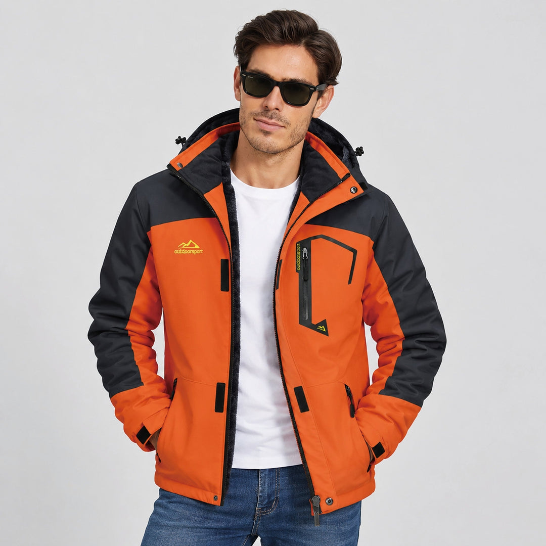 Orange Grey MAGCOMSEN Men's Water-Repellent Winter Ski Jacket with Fleece Lining in #Color_Orange Grey