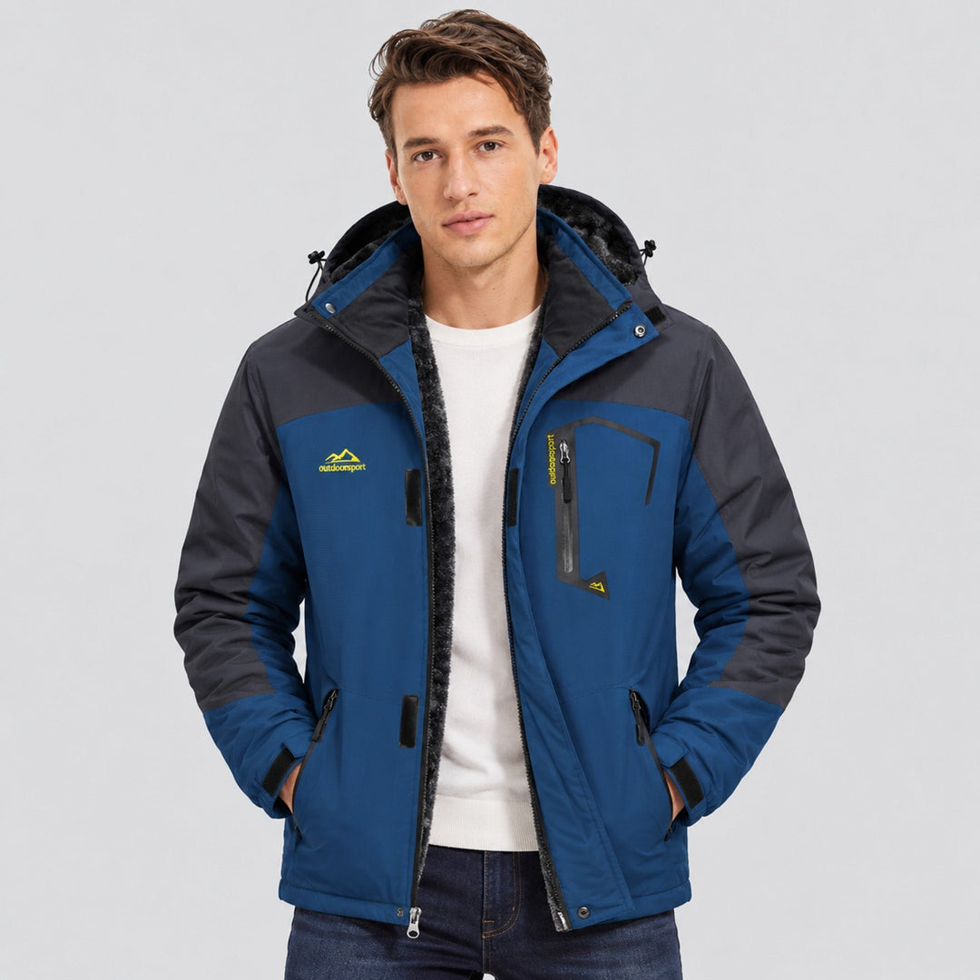 Denim Blue MAGCOMSEN Men's Water-Repellent Winter Ski Jacket with Fleece Lining in #Color_Denim Blue