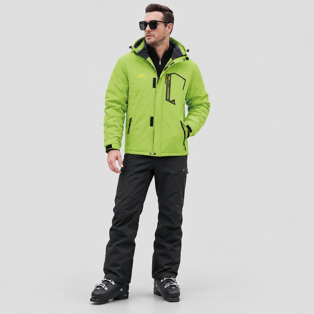 Bright Green MAGCOMSEN Men's Water-Repellent Winter Ski Jacket with Fleece Lining in #Color_Bright Green