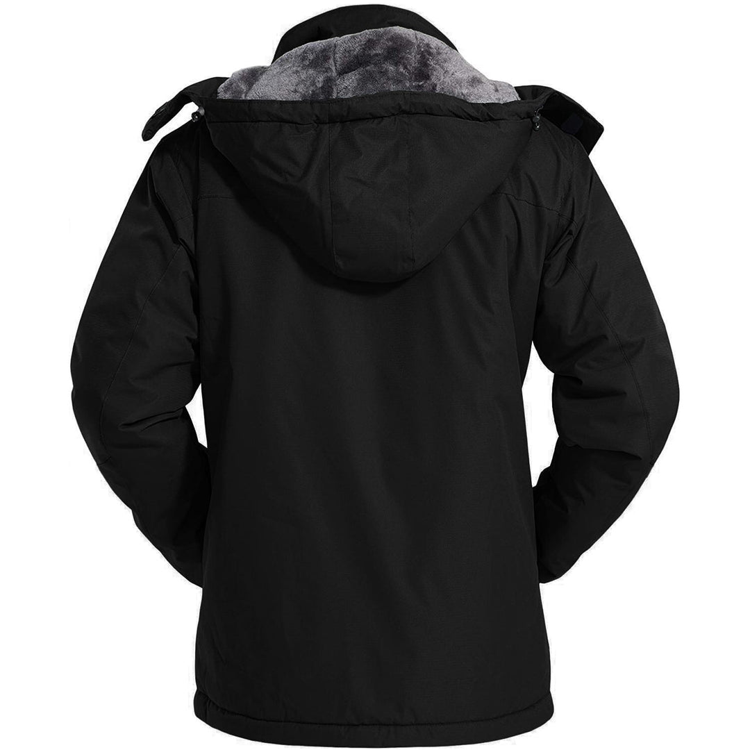 Black MAGCOMSEN Men's Water-Repellent Winter Ski Jacket with Fleece Lining in #Color_Black
