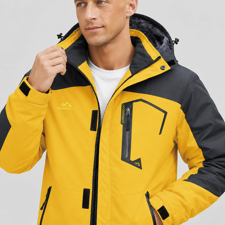 Yellow MAGCOMSEN Men's Water-Repellent Winter Ski Jacket with Fleece Lining in #Color_Yellow