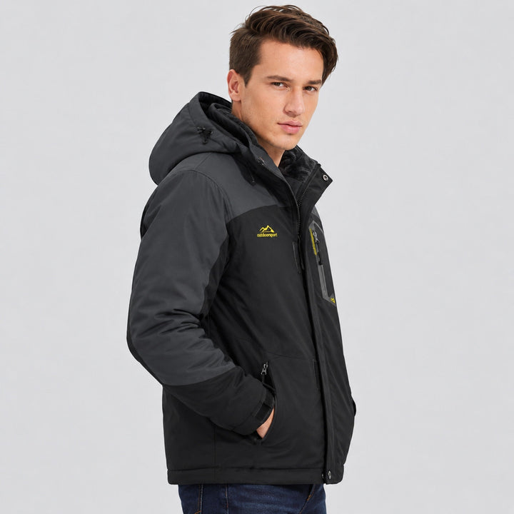 Black Grey MAGCOMSEN Men's Water-Repellent Winter Ski Jacket with Fleece Lining in #Color_Black Grey