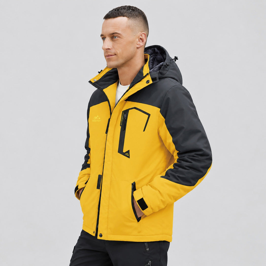 Yellow MAGCOMSEN Men's Water-Repellent Winter Ski Jacket with Fleece Lining in #Color_Yellow