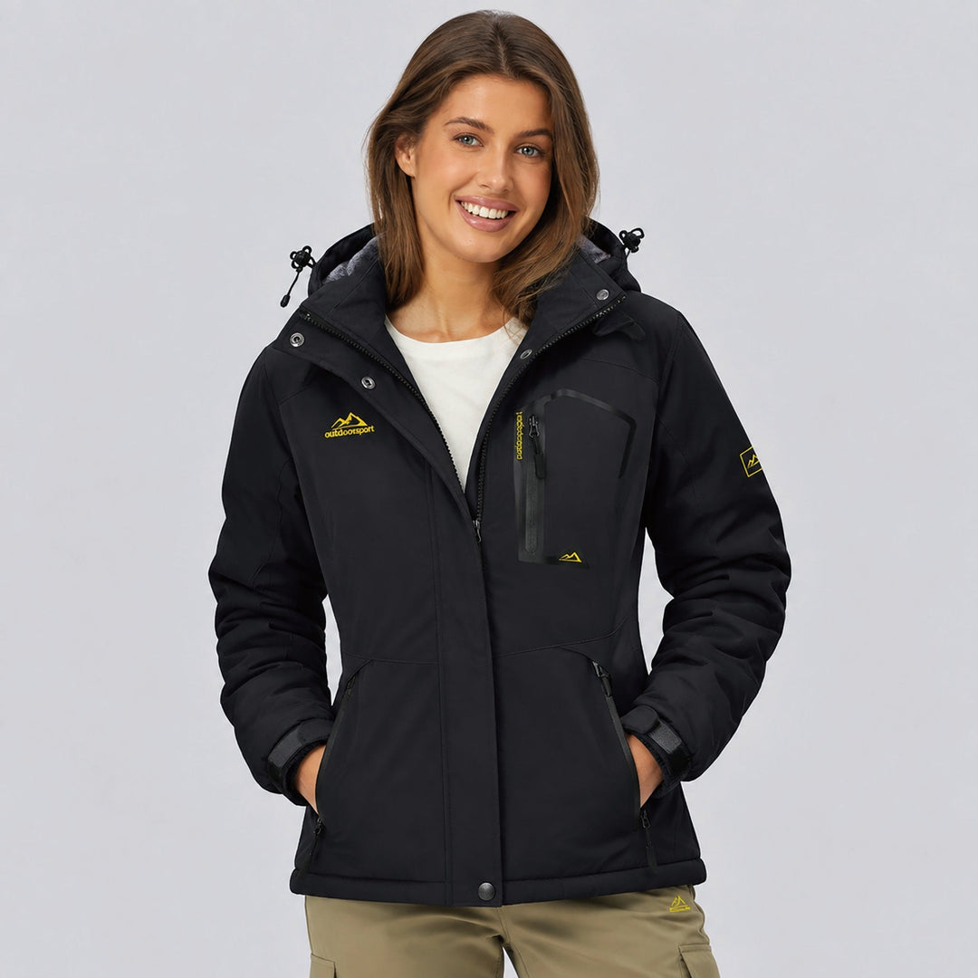 Black MAGCOMSEN Women's Water-Resistant Fleece Ski Jacket with 4 Pockets in #Color_Black