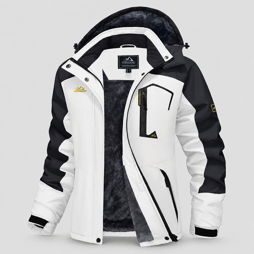 White Black MAGCOMSEN Women's Water-Resistant Fleece Ski Jacket with 4 Pockets in #Color_White Black