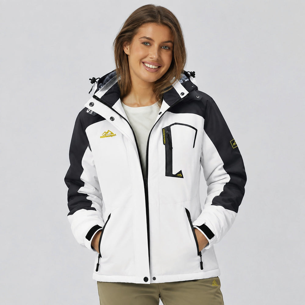White Black MAGCOMSEN Women's Water-Resistant Fleece Ski Jacket with 4 Pockets in #Color_White Black