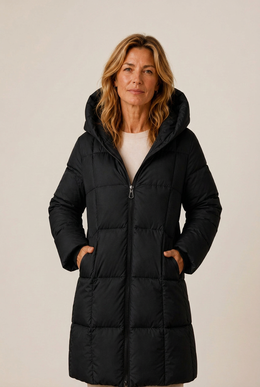 Serena | Women's Hooded Longline Quilted Puffer Down Jacket