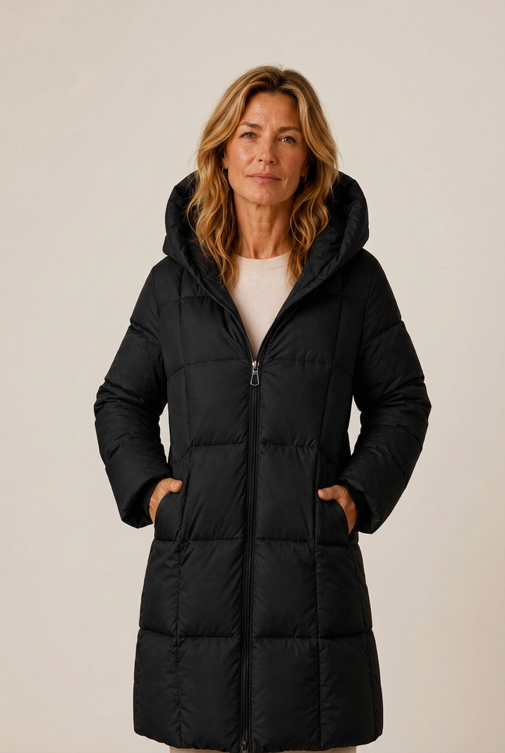 Serena | Women's Hooded Longline Quilted Puffer Down Jacket